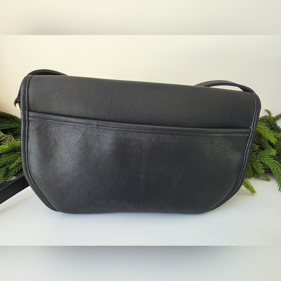 Vintage Coach Geometric Vista Crossbody/Shoulder Bag In Black Leather - Picture 5 of 15